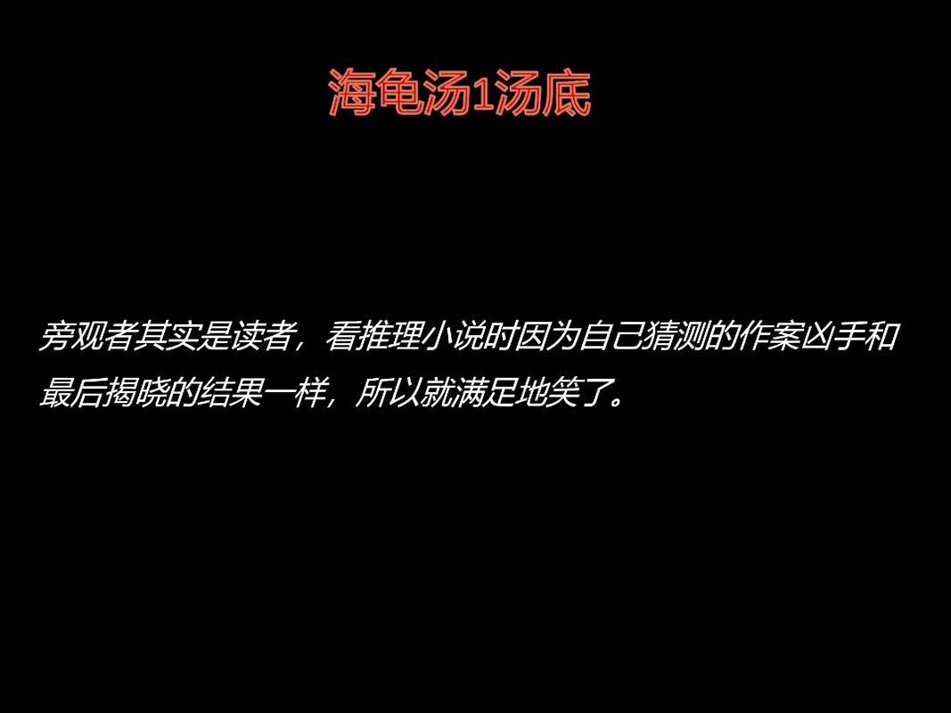 100个海龟汤题带答案,《百道海龟汤谜题集锦》答案解析