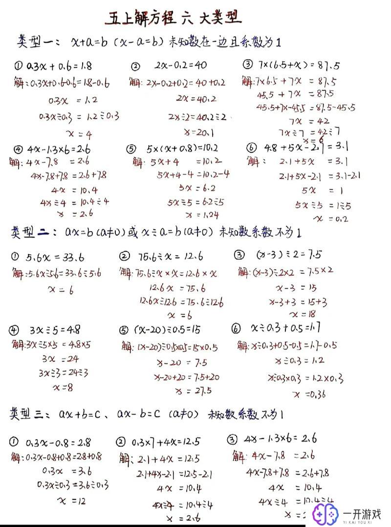 五年级方程数学题,五年级方程解题技巧全解析